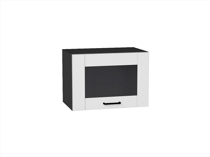 Кухня 358*500*Шкаф верхний горизонтальный остекленный Лофт Super White/Graphite